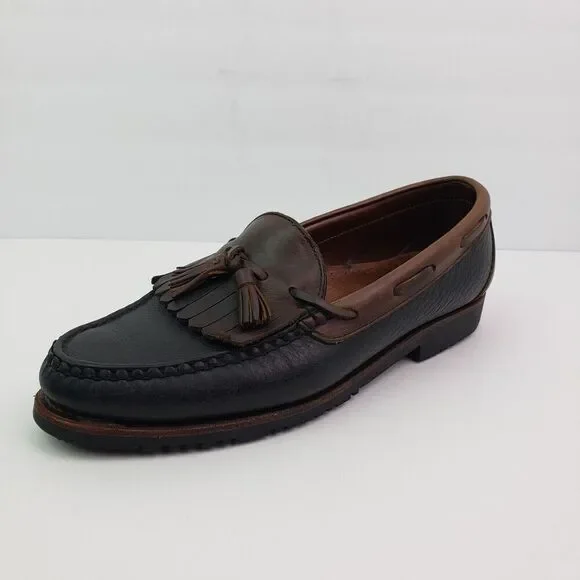 Allen Edmonds Nashua Mens Size 9.5 Brown Black Leather Kiltie Tassel Loafer Shoe
